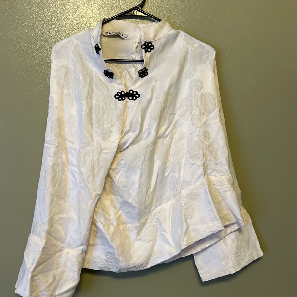 Zara white Floral Blouse
